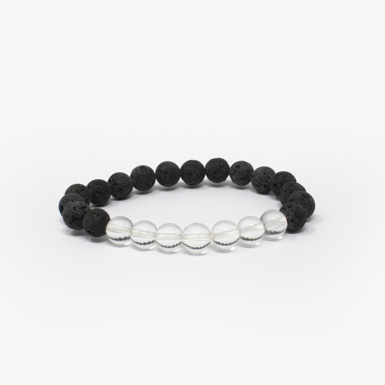 Clear Quartz Power Bracelet - Lava Rock