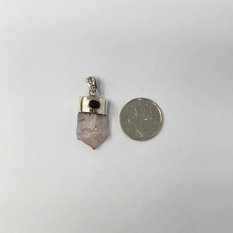 Kunzite and Garnet Sterling Silver Pendant