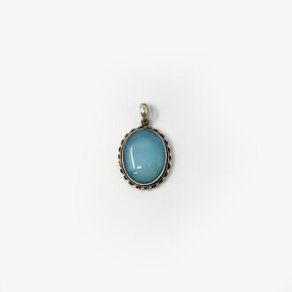 Blue Chalcedony Sterling Silver Pendant