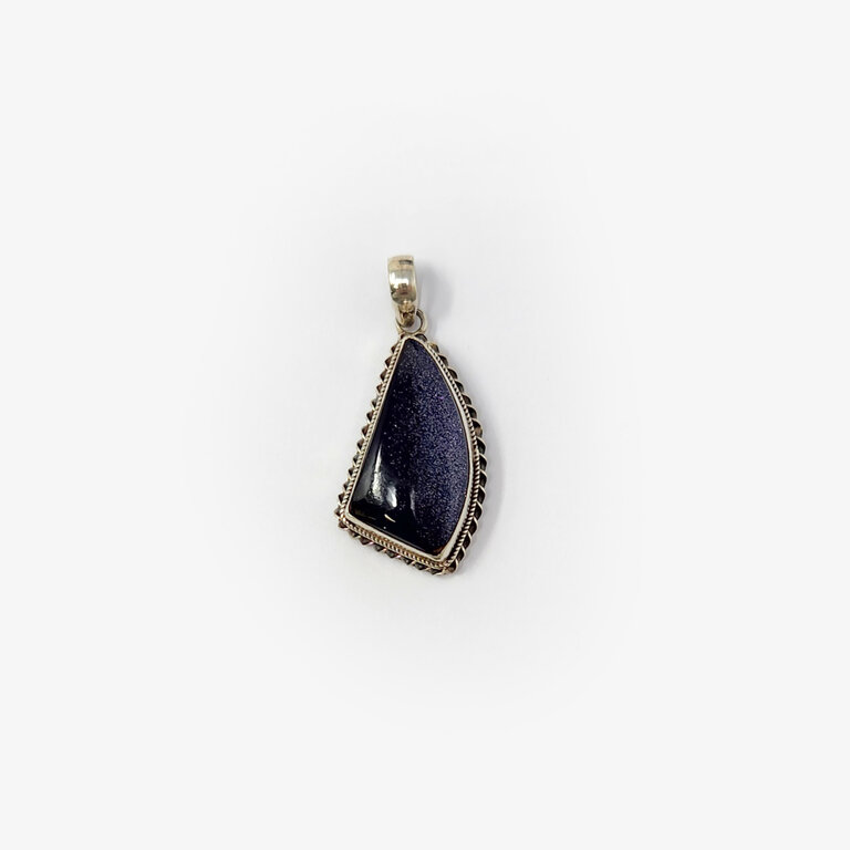 Blue Goldstone Sterling Silver Pendant