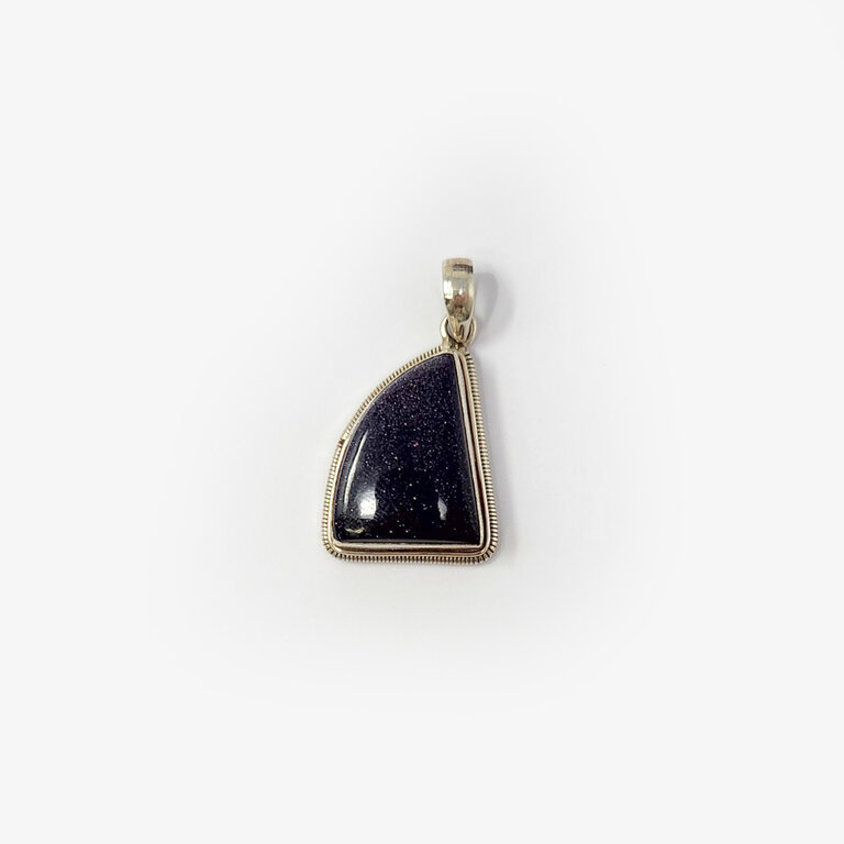 Blue Goldstone Sterling Silver Pendant