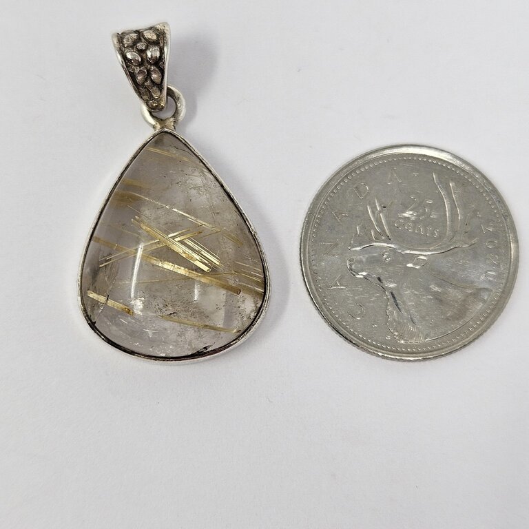 Rutilated Quartz Sterling Silver Pendant