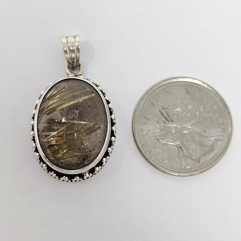 Rutilated Quartz Sterling Silver Pendant