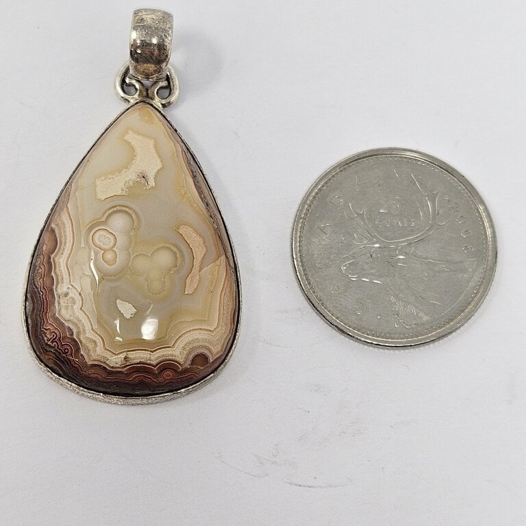 Flower Agate Sterling Silver Pendant