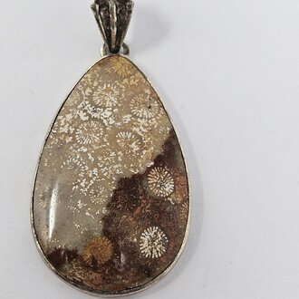 Flower Agate Sterling Silver Pendant