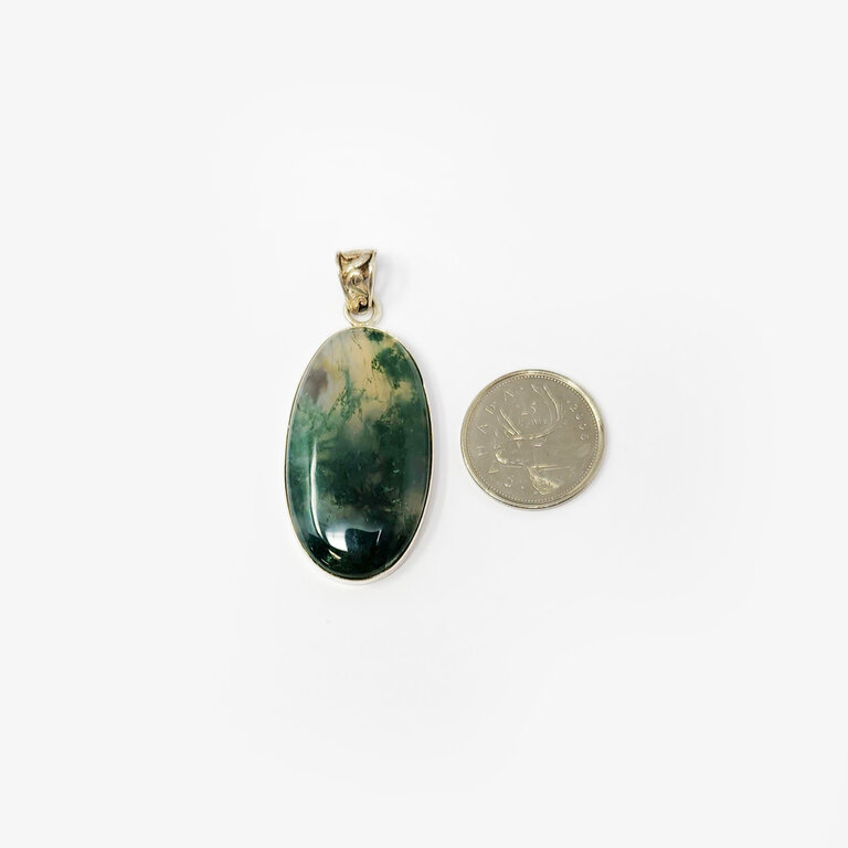 Moss Agate Sterling Silver Pendant