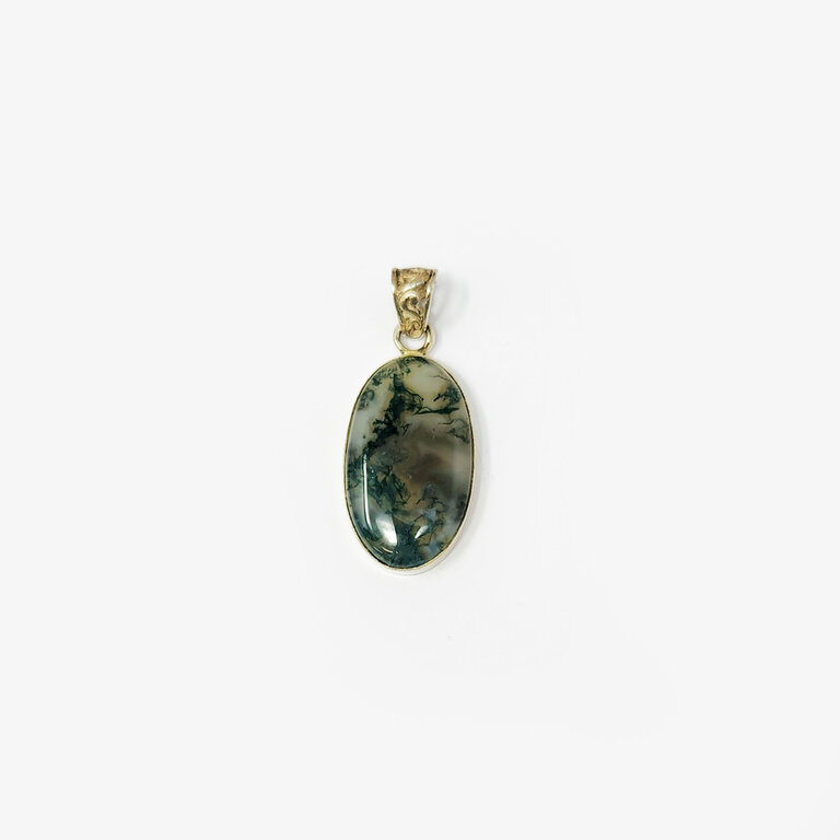 Moss Agate Sterling Silver Pendant