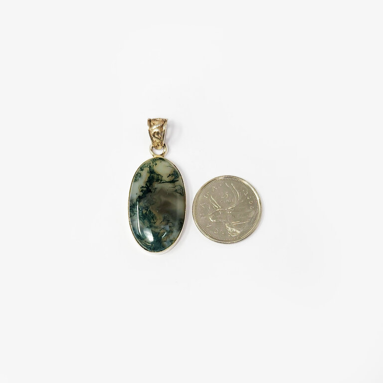 Moss Agate Sterling Silver Pendant