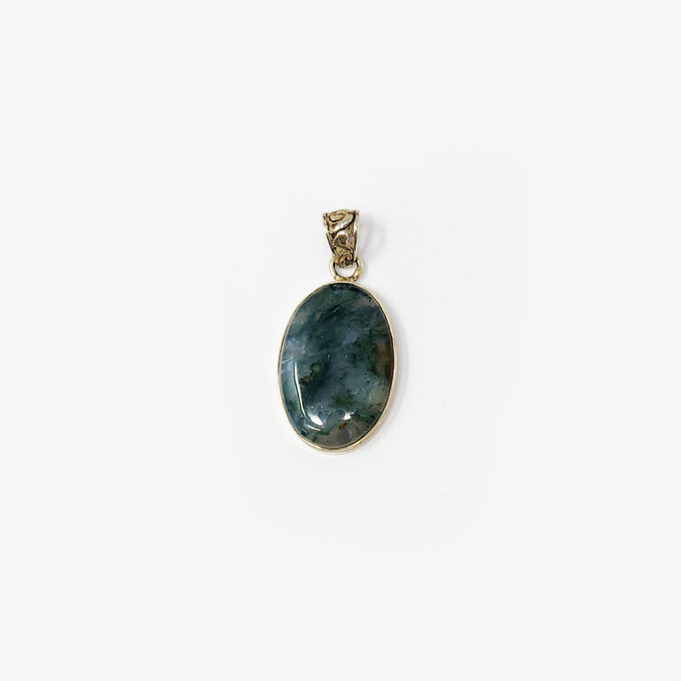 Moss Agate Sterling Silver Pendant