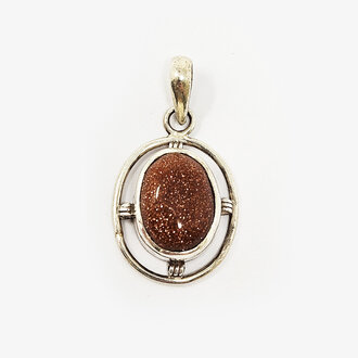 Copper Goldstone Sterling Silver Pendant