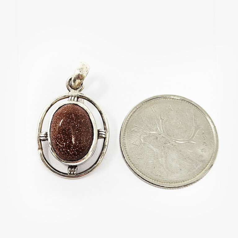 Copper Goldstone Sterling Silver Pendant
