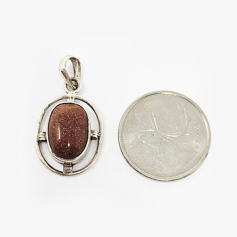 Copper Goldstone Sterling Silver Pendant