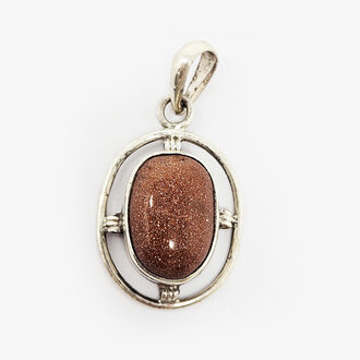 Copper Goldstone Sterling Silver Pendant