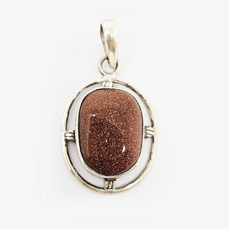 Copper Goldstone Sterling Silver Pendant