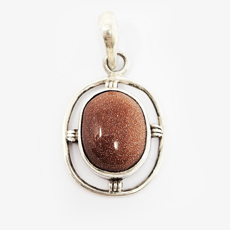 Copper Goldstone Sterling Silver Pendant