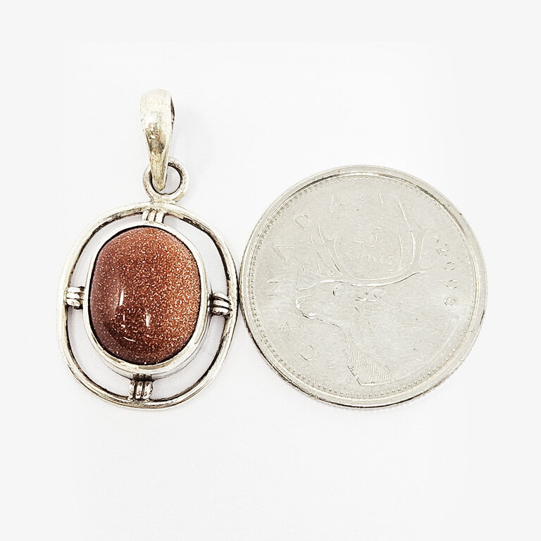 Copper Goldstone Sterling Silver Pendant
