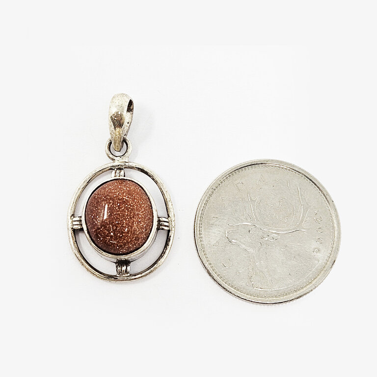 Copper Goldstone Sterling Silver Pendant