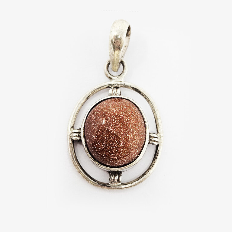 Copper Goldstone Sterling Silver Pendant