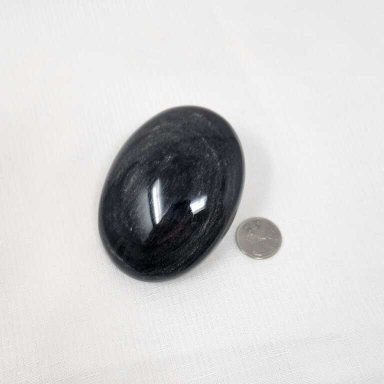 Silver Sheen Obsidian Palm Stone