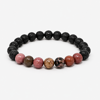 Rhodonite Power Bracelet - Lava Rock