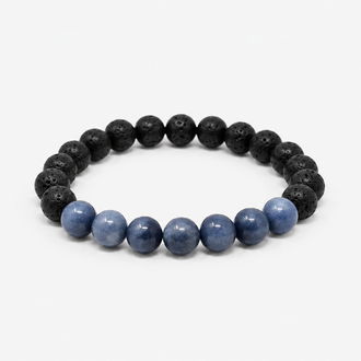 Blue Aventurine Power Bracelet - Lava Rock
