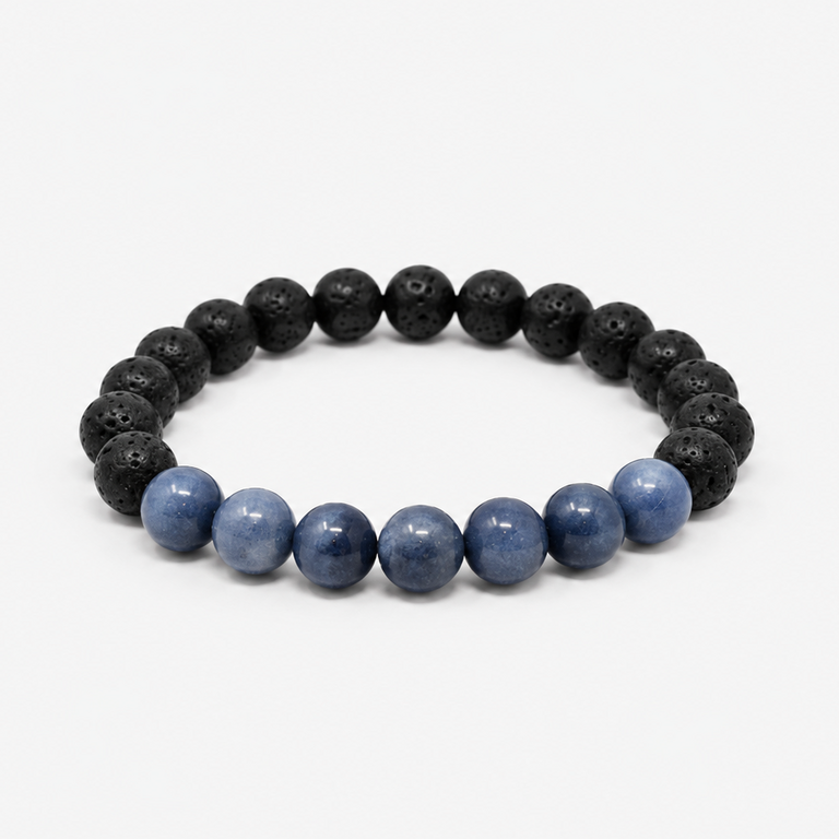 Blue Aventurine Power Bracelet - Lava Rock
