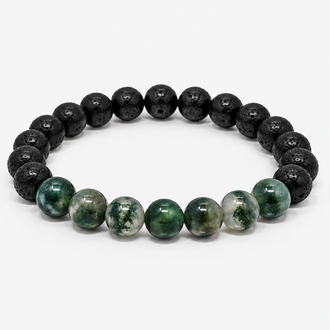 Moss Agate Power Bracelet - Lava Rock