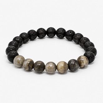 Petrified Wood Power Bracelet - Lava Rock