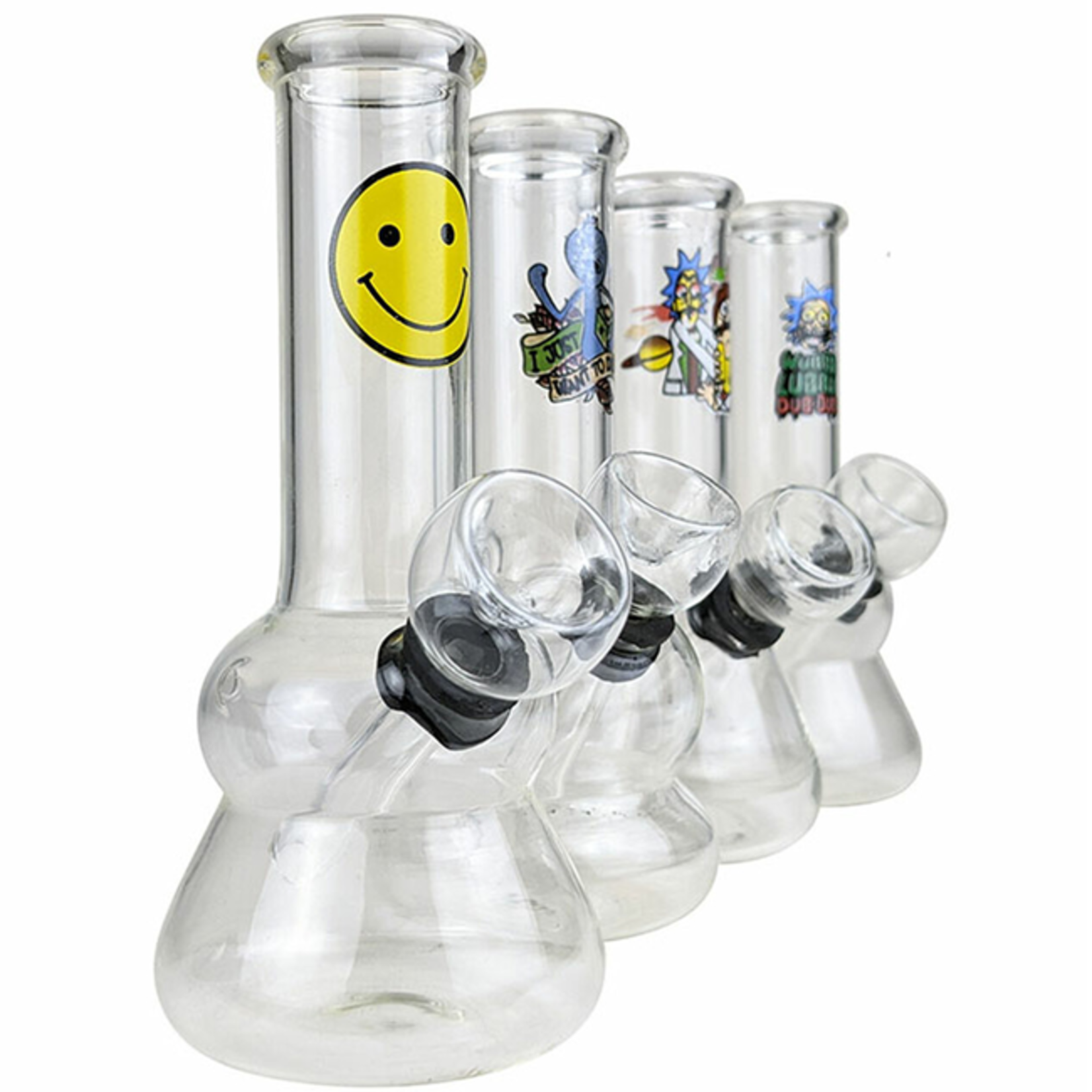 5" Clear Assorted Sticker Glass Water Pipe