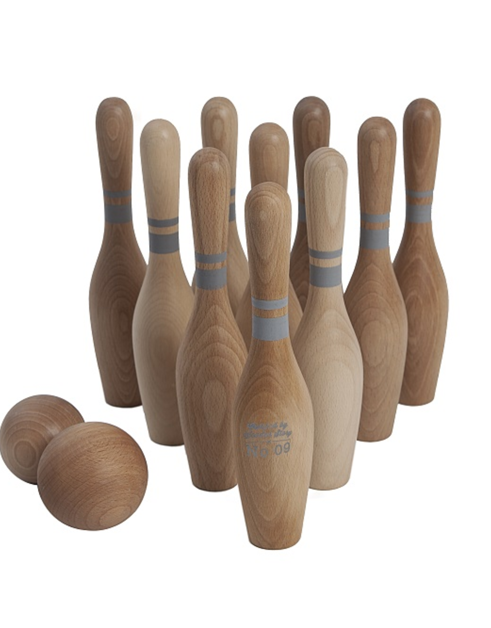 Handmade Natural Wooden Bowling Kit