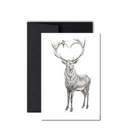 Le Nid - Deer with Heart Shaped Antlers Greeting Card