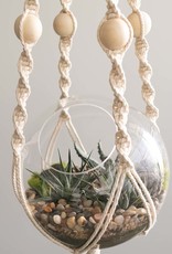 Macrame and Wood Bead Globe Hanger