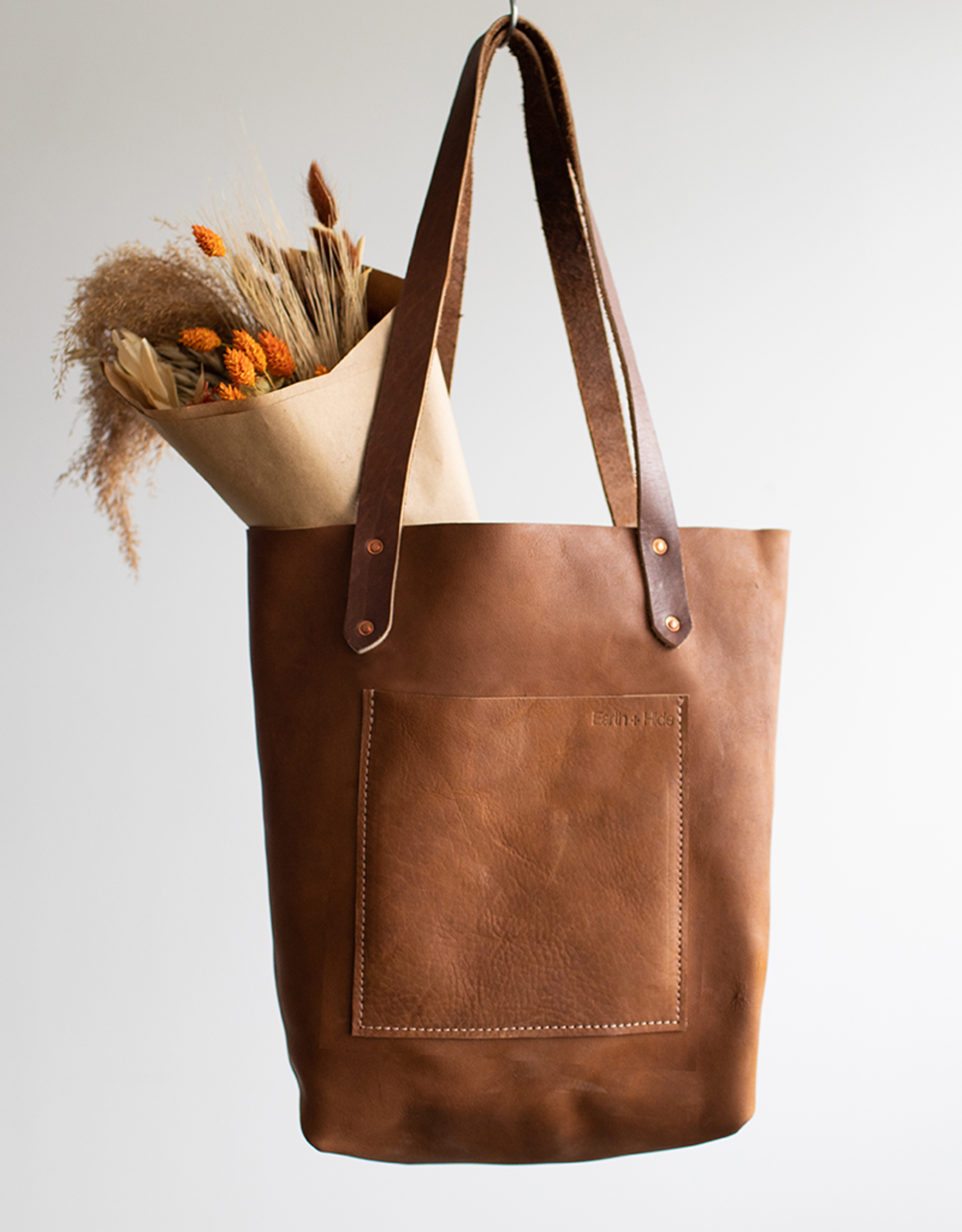 Chestnut Brown Leather Tote Handbag