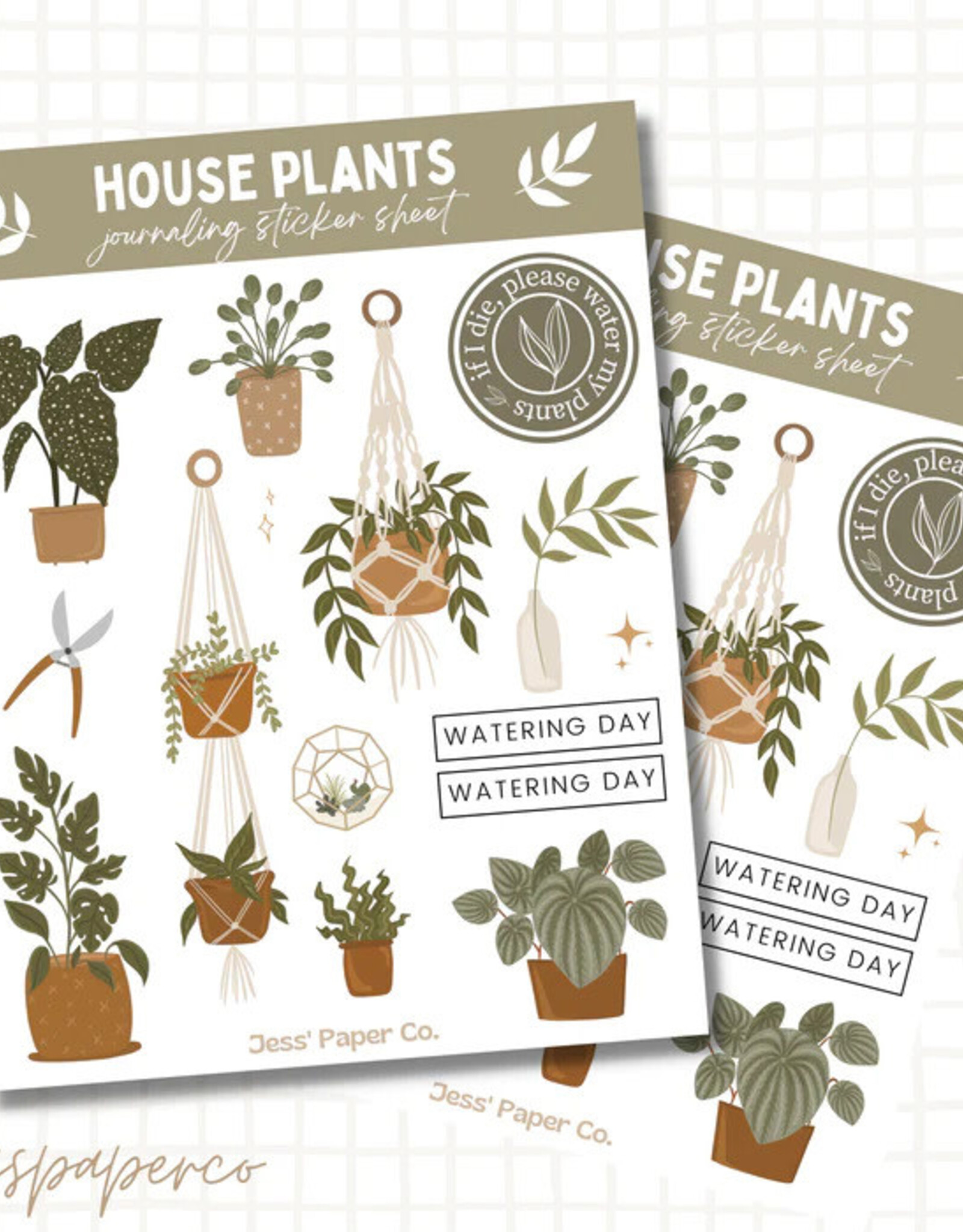 Jess Paper Co. - House Plant Sticker sheet