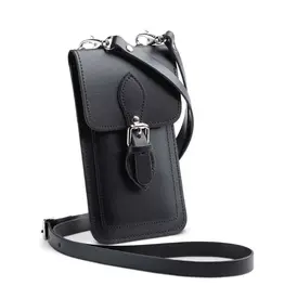 Zatchels Zatchels - Handmade Leather Mobile Phone Pouch Plus- Black