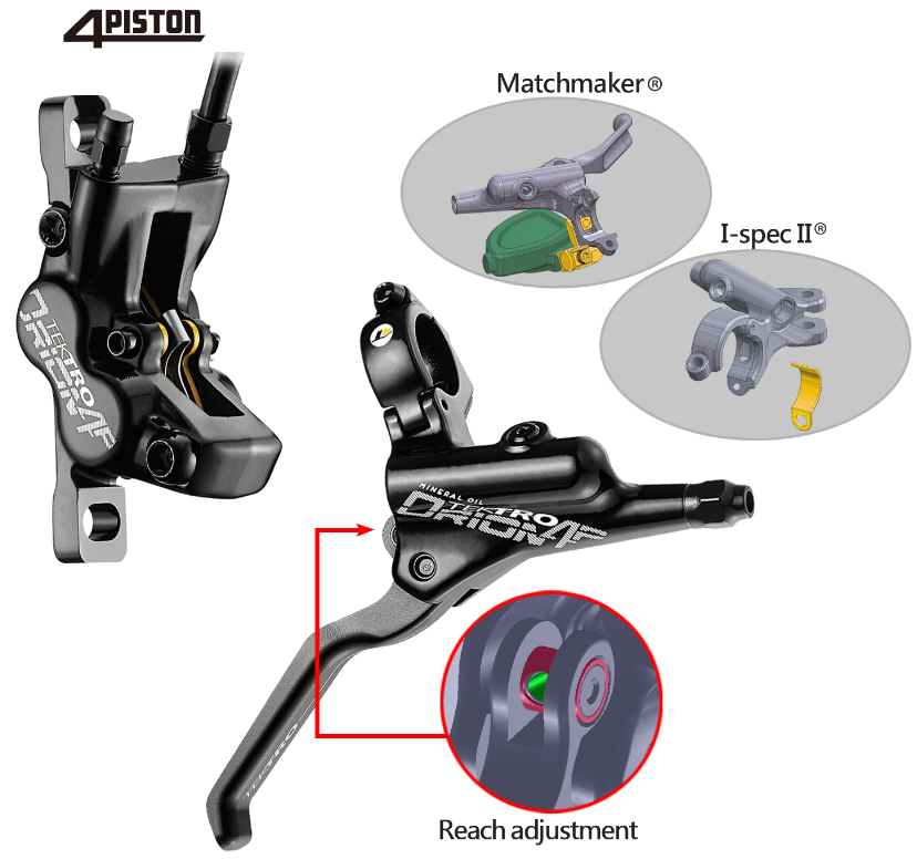 Frein à Disque VTT Orion 4P HD-M750 – Levier Gauche, Durite 1900 Mm, Noir, Pour Montagne