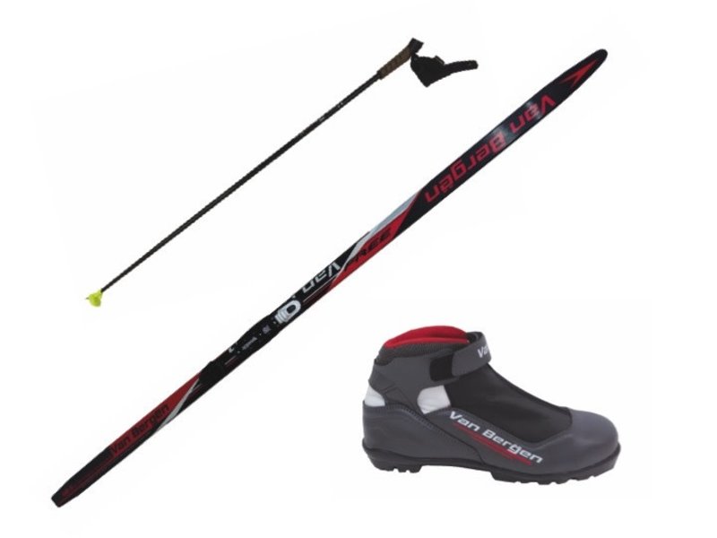 VAN BERGEN Cross-country skin skis with zipped boot and poles - Cross-country ski set