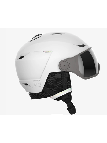 Casque de ski ultralé, intégralement moulé et demi-couvert avec visière