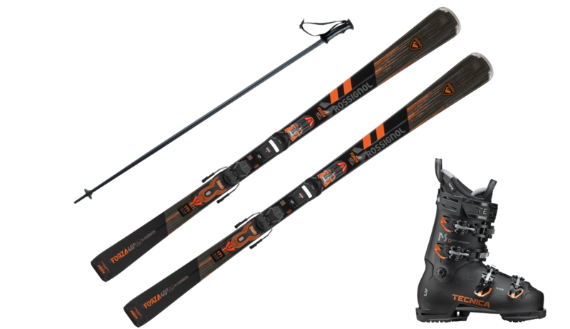 ROSSIGNOL Forza 40 avec Mach sport 100 et pôle de ski - Ensemble de ski