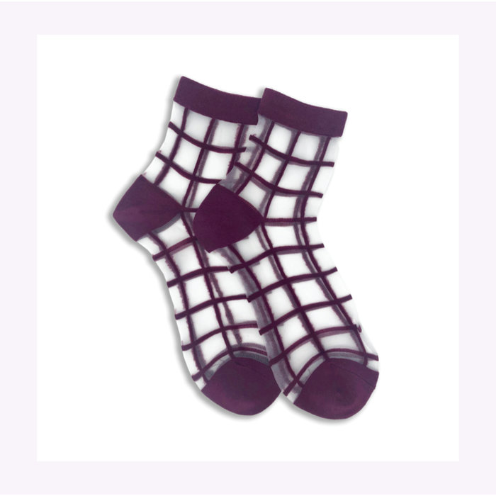 XS Unified Sheer Windowpane Ankle Socks