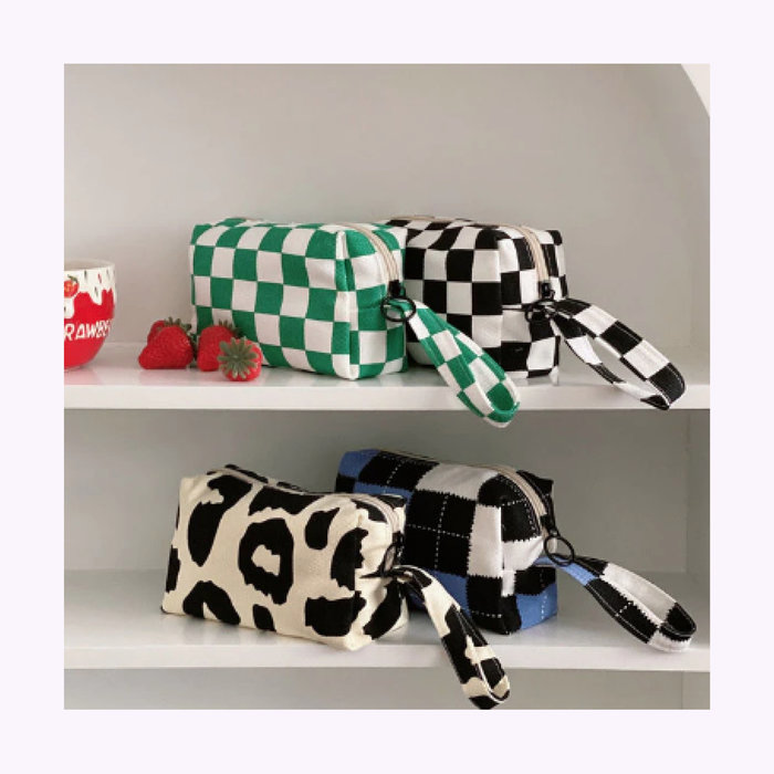 Checkered Toiletry Pouch