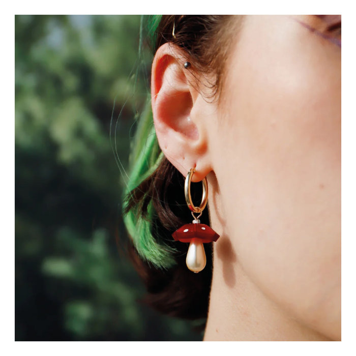 Wolf & Moon Mushroom Earrings (Different Colours Available)
