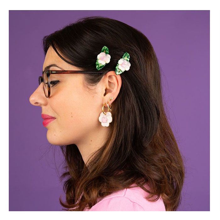 Coucou Suzette Pink Pansy Earrings