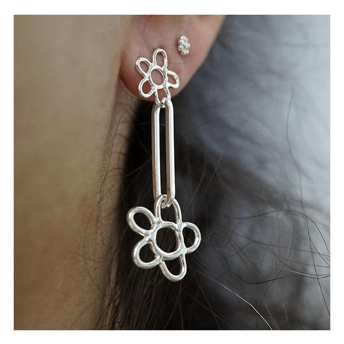 Marmo Boucles d'oreilles Double Fleurs Marmo