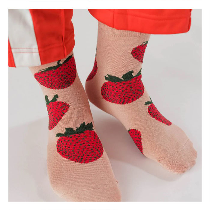 Baggu Strawberry Pattern Crew Socks