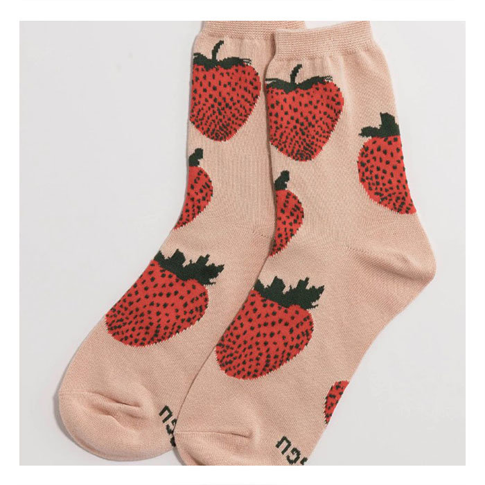 Baggu Strawberry Pattern Crew Socks