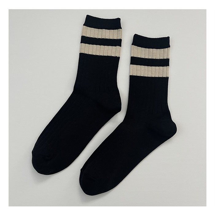 Varsity Stripe Crew Sock - Nero