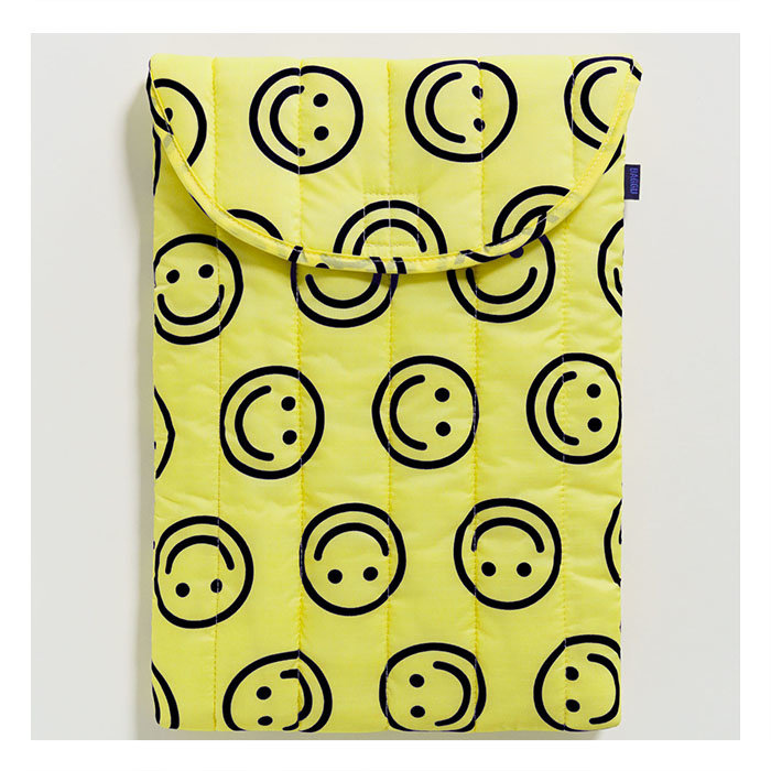Baggu Happy Yellow Puffy Laptop Sleeve 16"