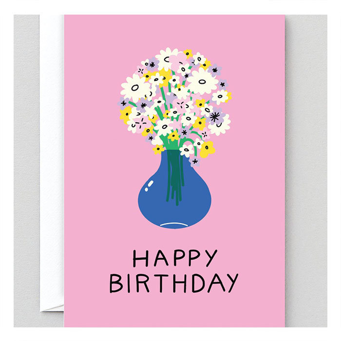 Wrap Birthday Flowers in Vase Card