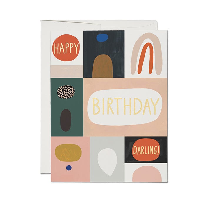 Red Cap Cards Carte de Souhaits Colour Block Birthday Red Cap Cards